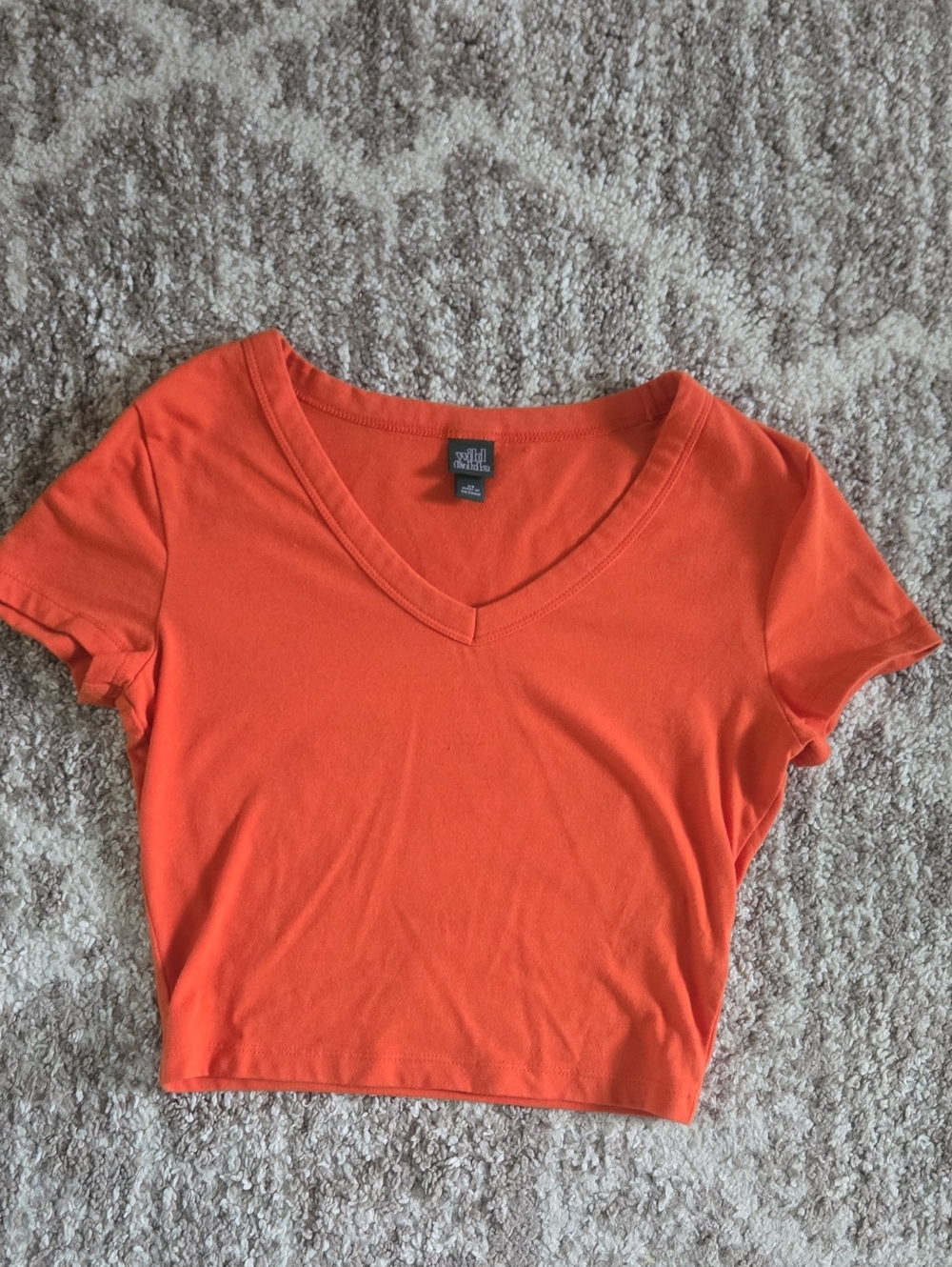 wild fable Orange V-Neck Cropped Tee